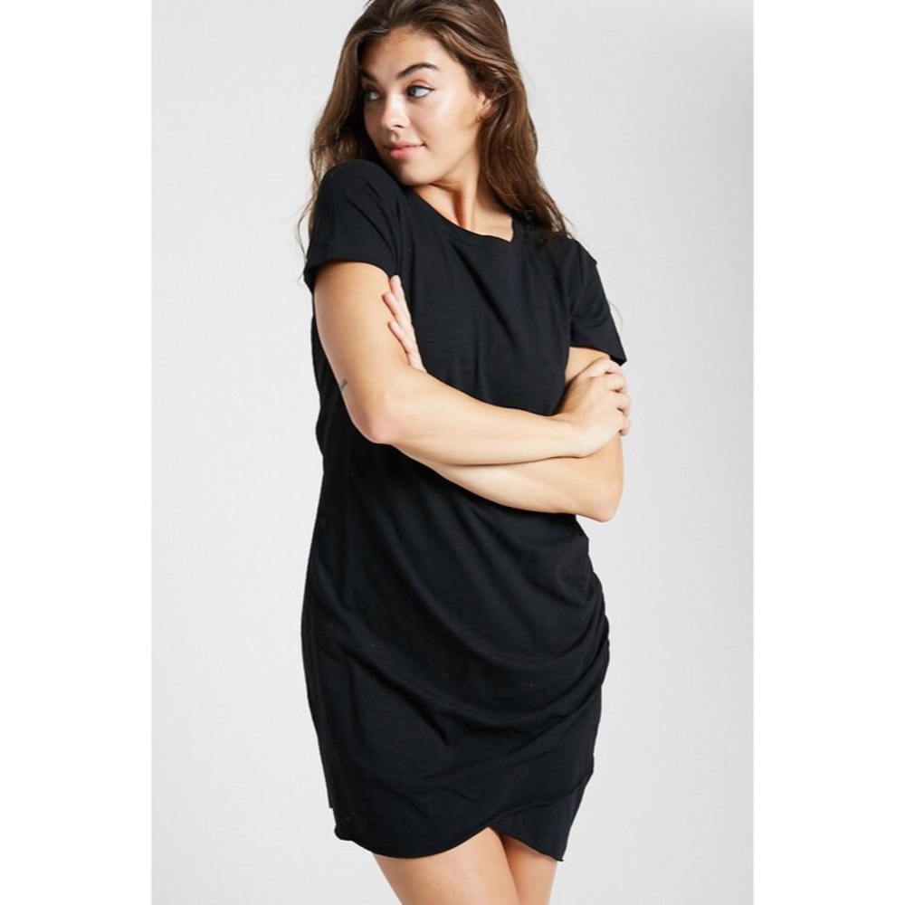 >>LAST<< Rachel Ruched Shirt Dress - Black - Picture 5 of 6